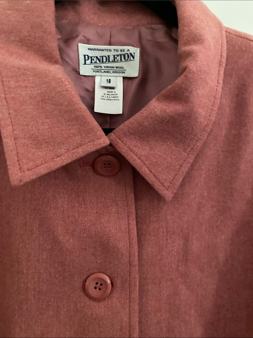 Pendleton Dusty Rose Wool Button-Front Jacket - Picture 5 of 7